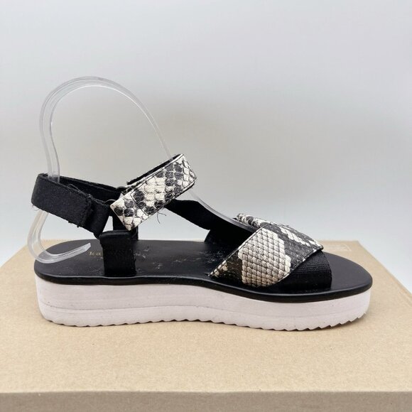Kate Spade Dotty Platform Embossed Snakeskin Print Sandals Black White 36.5 US 6 - Picture 8 of 12